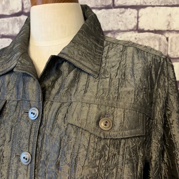 Chico's Shiny Puckered Fabric Jacket Size L - Picture 5 of 12